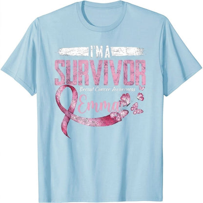 I'm A Survivor - Personalized Breast Cancer Awareness Shirt With Custom Name