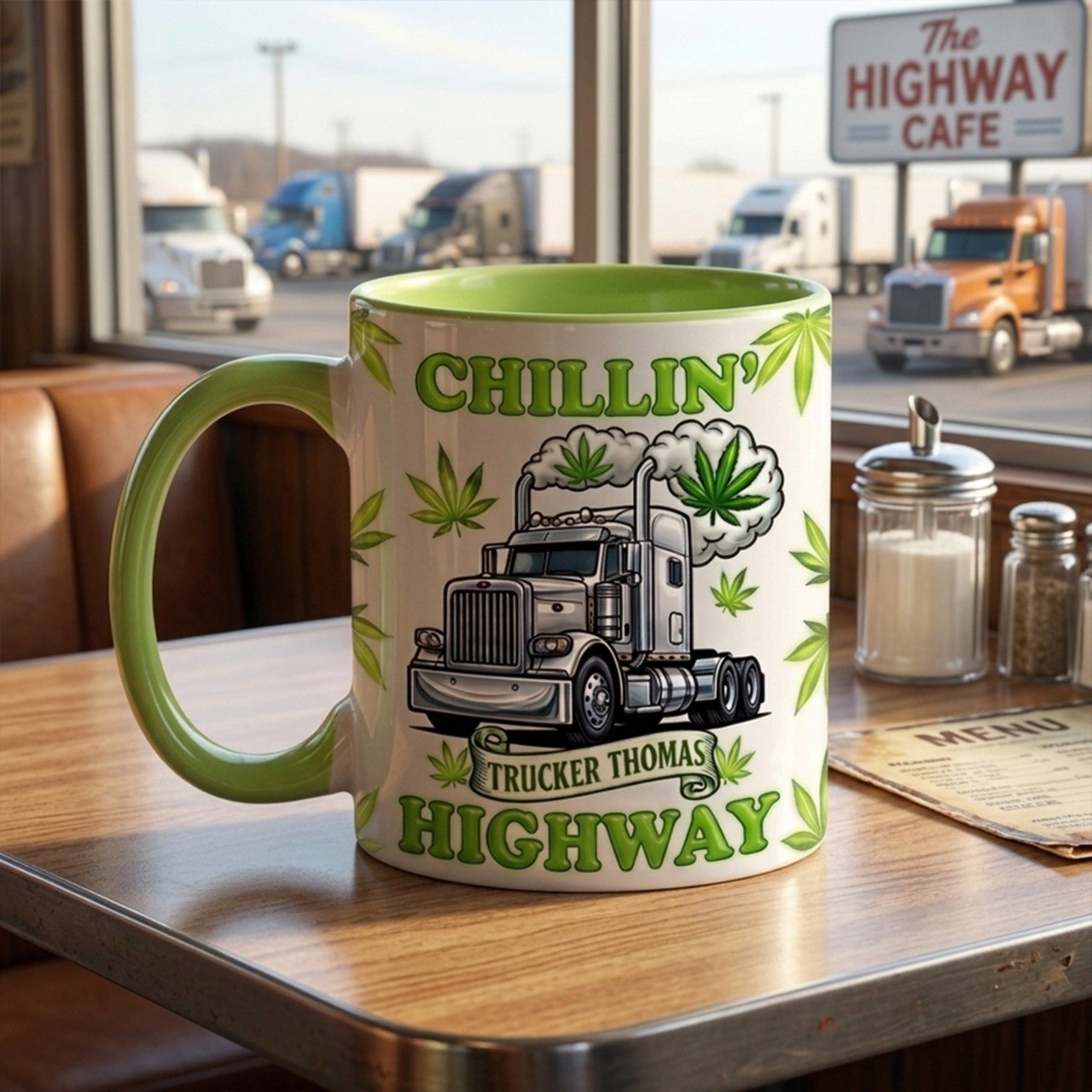 Chillin' Highway Personalized Trucker Accent Mug – Custom Name Funny Truck Driver Coffee Mug Gift