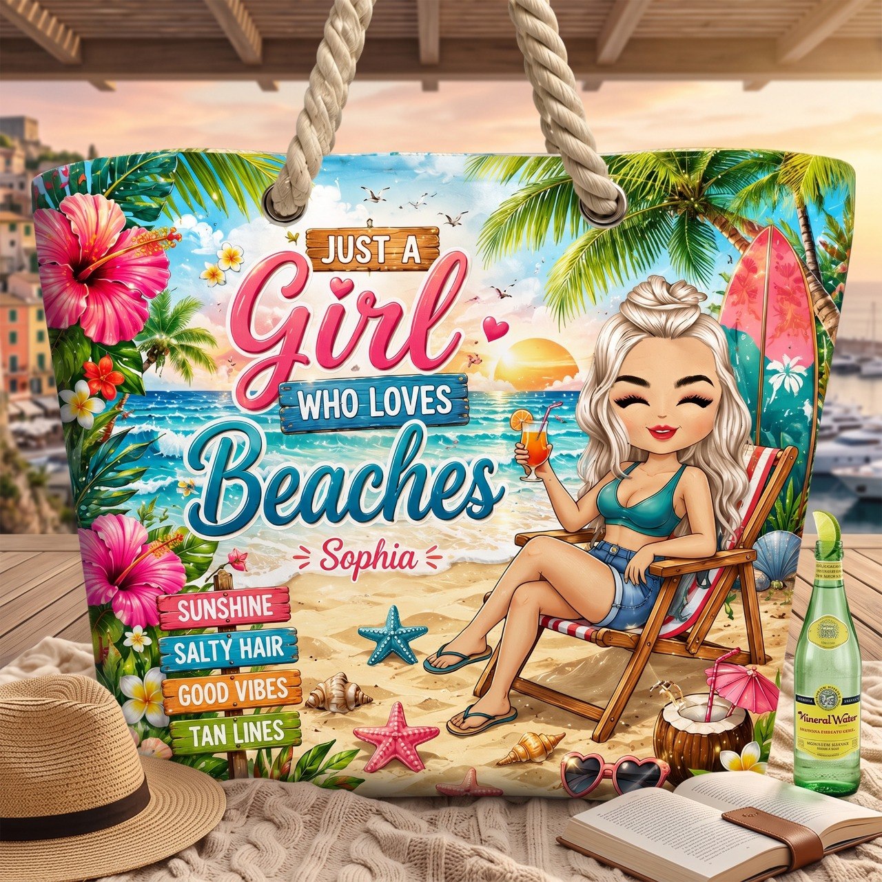 Just A Girl Who Loves Beaches - Personalized Beach Bag
