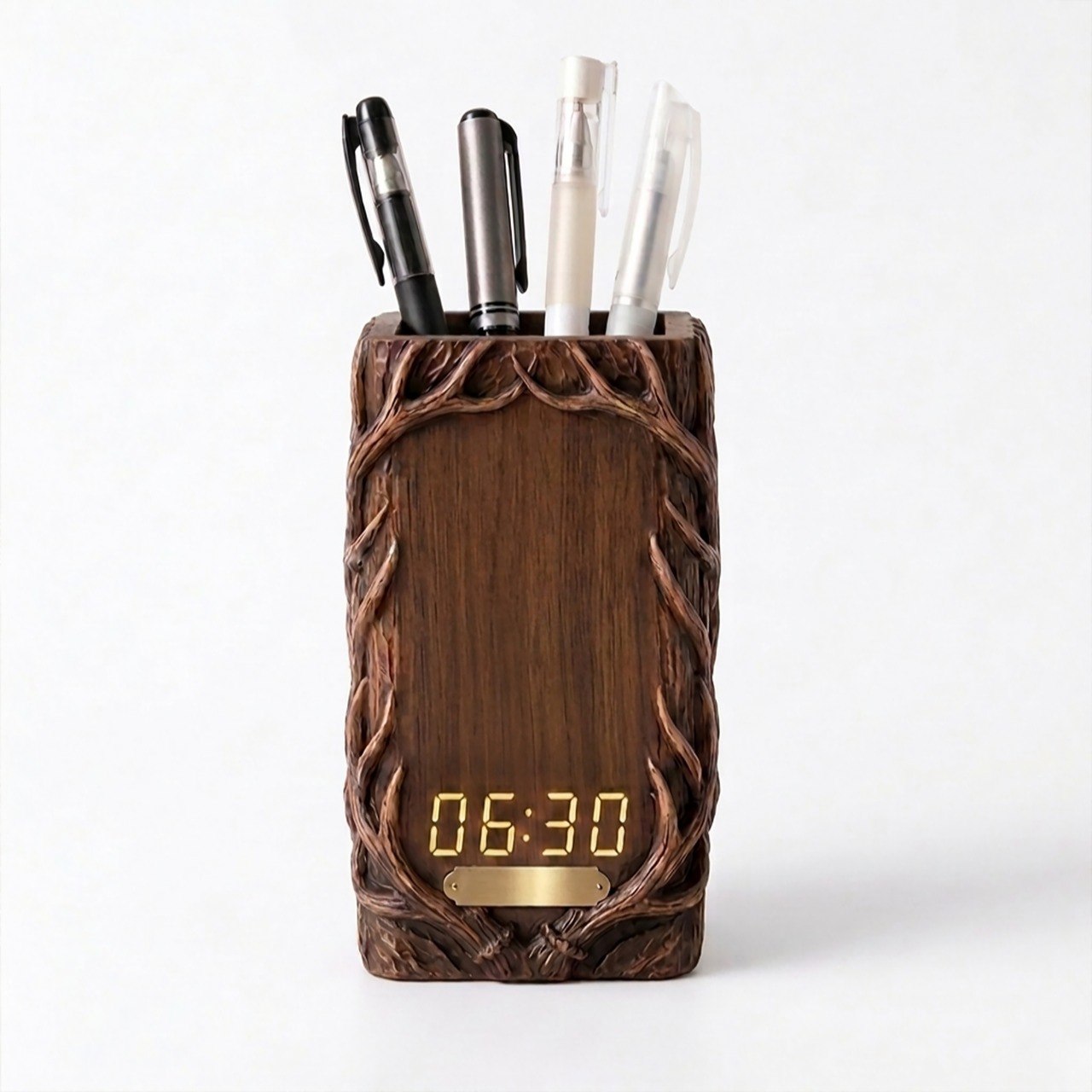Hunting Dad & Me - Personalized Pen Holder with Clock and Photo