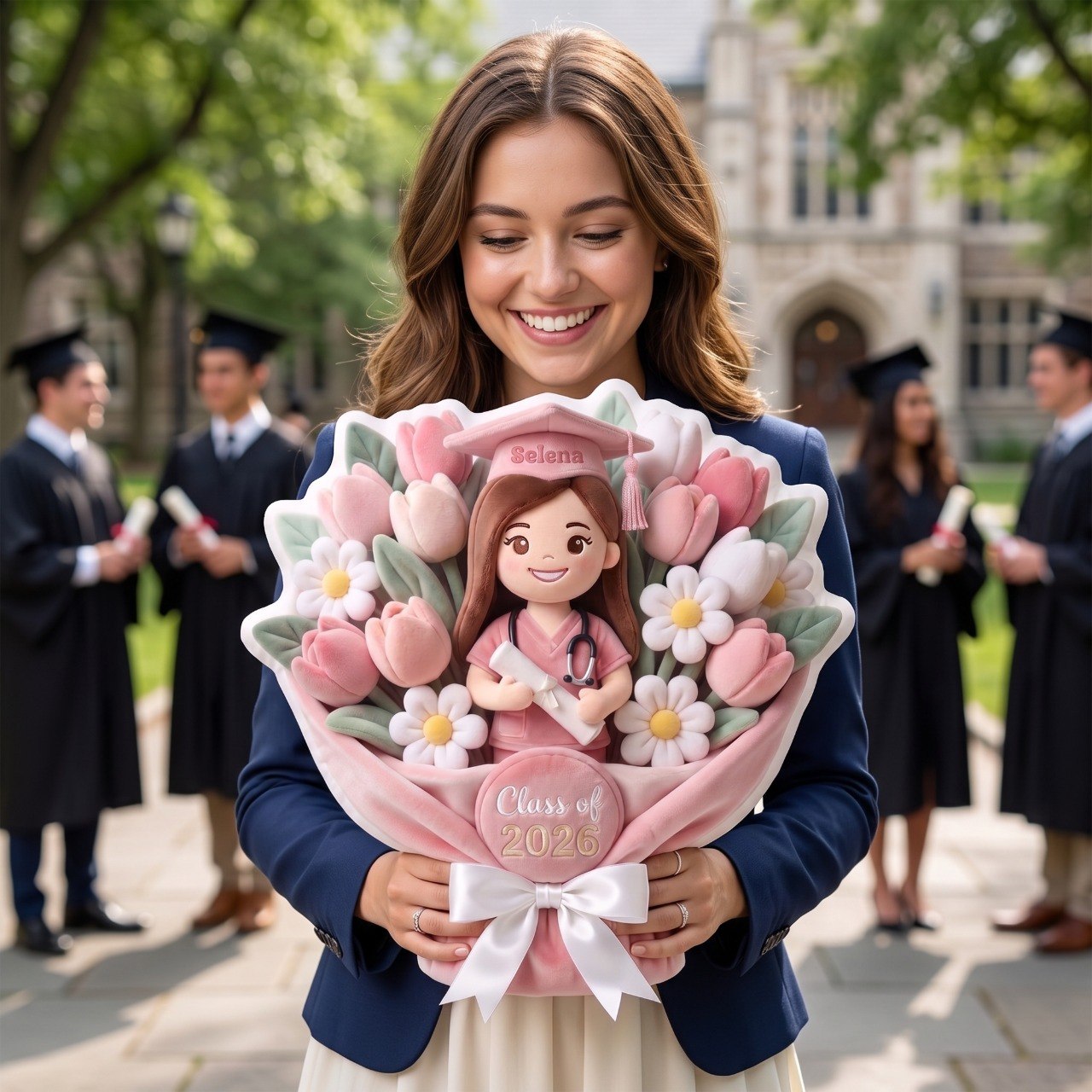 Graduation Nurse Bouquet Pillow - Custom Photo Gifts For Nurse Pillow