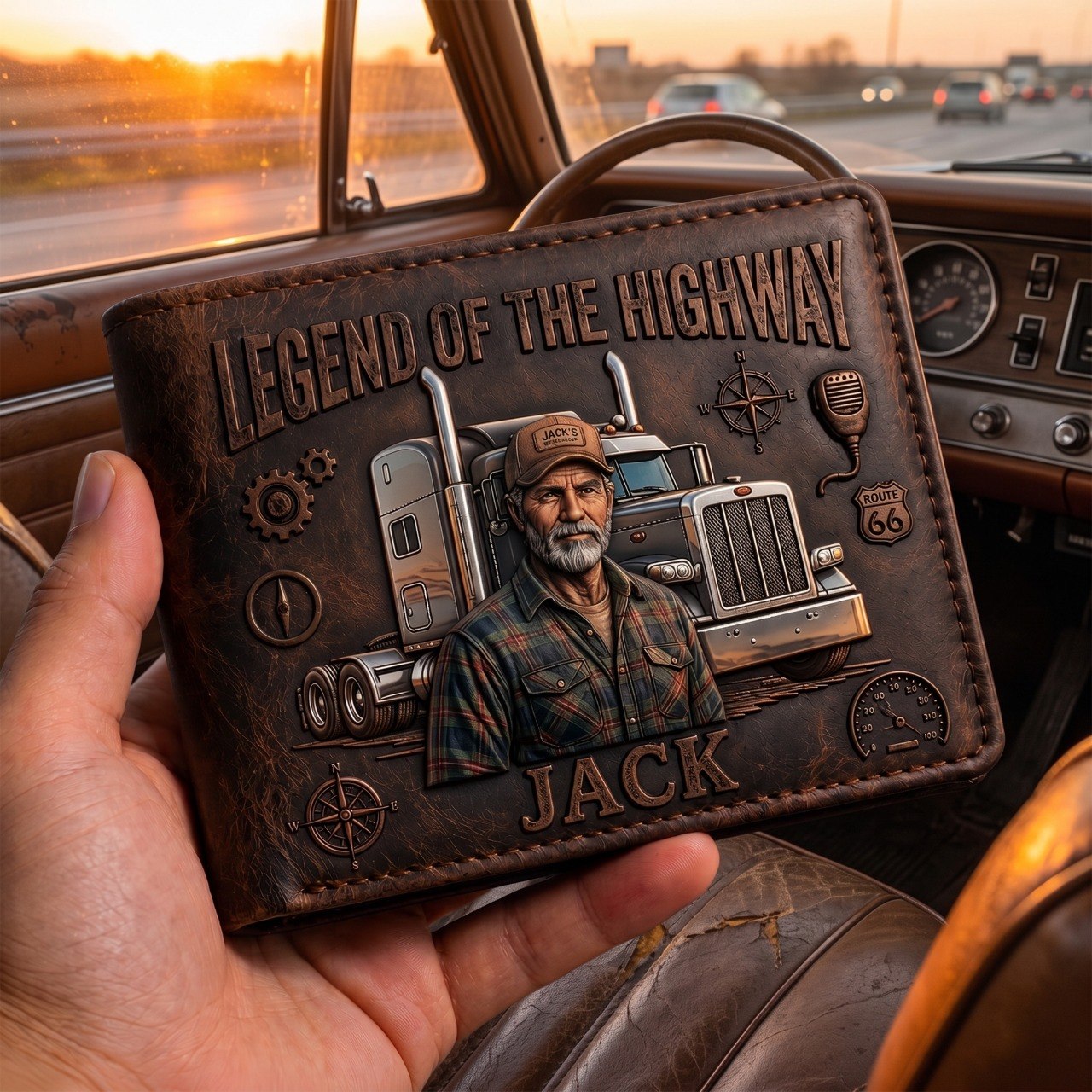 Legend Of The Highway - Personalized Trucker Dad Wallet