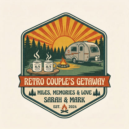 Retro Couple's Getaway - Personalized RV Camper Decal