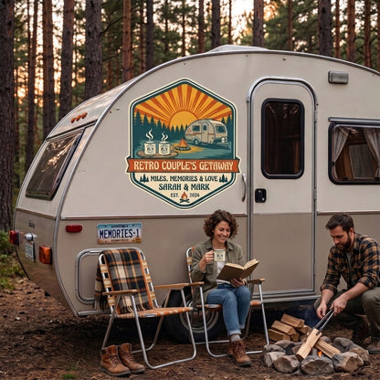 Retro Couple's Getaway - Personalized RV Camper Decal