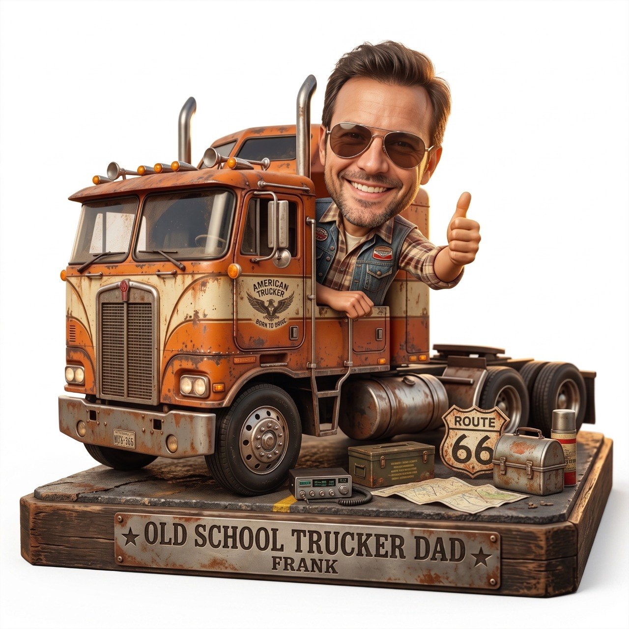 Personalized Truck Driver Cartoon Style Sculpture Ornament – Custom Trucker Bobblehead Gift