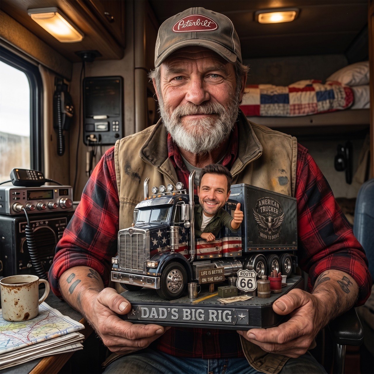 Personalized truck driver cartoon style custom sculpture ornament