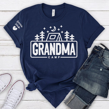 Family Camp Shirt, Personalized Family Camping Tee, Custom Grandkids Names T Shirt, Outdoor Adventure Gift for Grandma