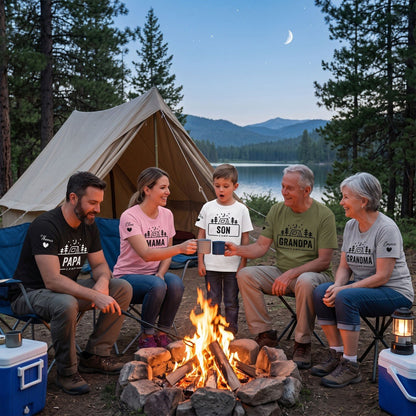 Family Camp Shirt, Personalized Family Camping Tee, Custom Grandkids Names T Shirt, Outdoor Adventure Gift for Grandma