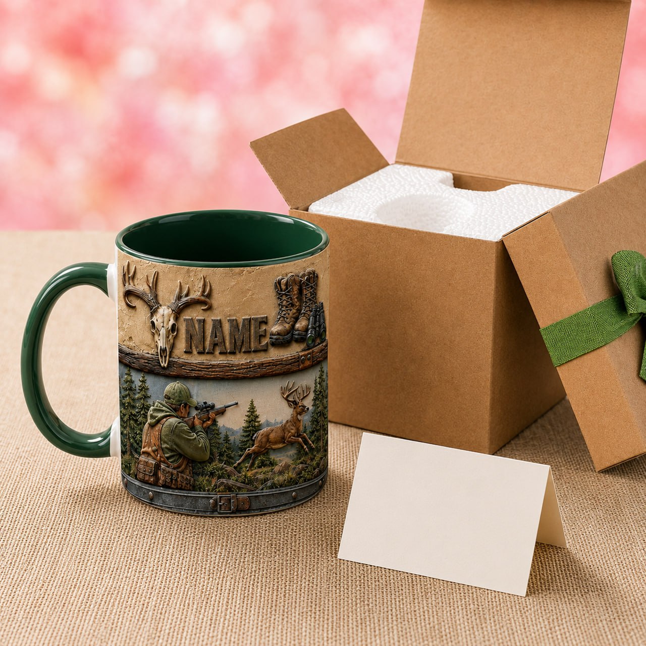Personalized Hunter Mug – Custom Hunting Name Mug – Deer Hunter Coffee Mug – Hunting Gift for Dad, Husband, Grandpa, Outdoor & Wildlife Lover