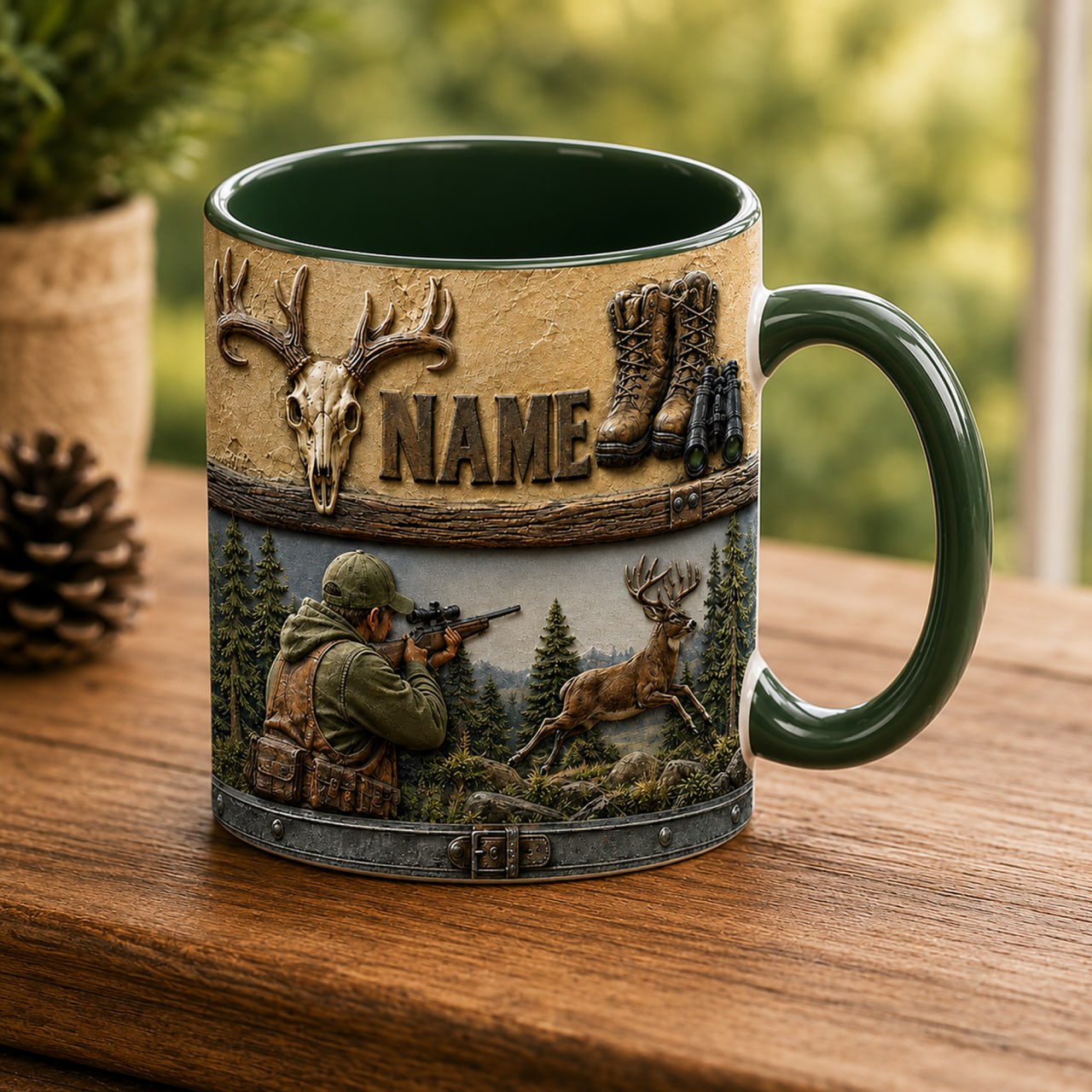 Personalized Hunter Mug – Custom Hunting Name Mug – Deer Hunter Coffee Mug – Hunting Gift for Dad, Husband, Grandpa, Outdoor & Wildlife Lover
