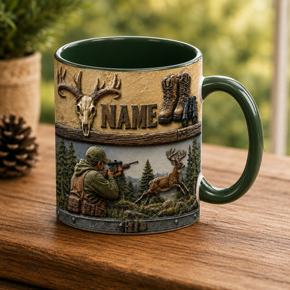 Personalized Hunter Mug – Custom Hunting Name Mug – Deer Hunter Coffee Mug – Hunting Gift for Dad, Husband, Grandpa, Outdoor & Wildlife Lover