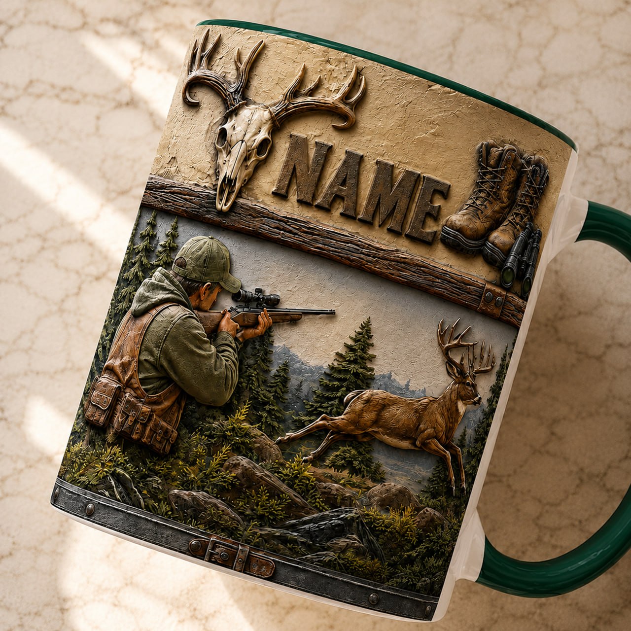 Personalized Hunter Mug – Custom Hunting Name Mug – Deer Hunter Coffee Mug – Hunting Gift for Dad, Husband, Grandpa, Outdoor & Wildlife Lover