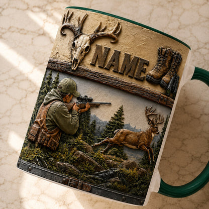 Personalized Hunter Mug – Custom Hunting Name Mug – Deer Hunter Coffee Mug – Hunting Gift for Dad, Husband, Grandpa, Outdoor & Wildlife Lover