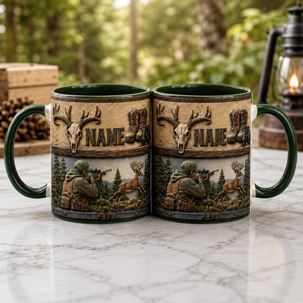 Personalized Hunter Mug – Custom Hunting Name Mug – Deer Hunter Coffee Mug – Hunting Gift for Dad, Husband, Grandpa, Outdoor & Wildlife Lover