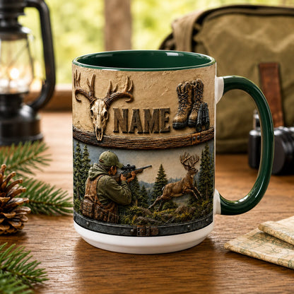 Personalized Hunter Mug – Custom Hunting Name Mug – Deer Hunter Coffee Mug – Hunting Gift for Dad, Husband, Grandpa, Outdoor & Wildlife Lover
