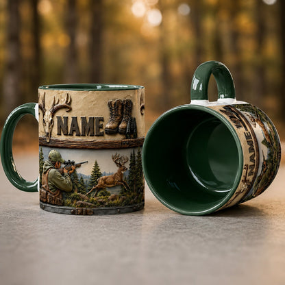 Personalized Hunter Mug – Custom Hunting Name Mug – Deer Hunter Coffee Mug – Hunting Gift for Dad, Husband, Grandpa, Outdoor & Wildlife Lover