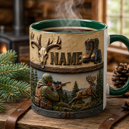 Personalized Hunter Mug – Custom Hunting Name Mug – Deer Hunter Coffee Mug – Hunting Gift for Dad, Husband, Grandpa, Outdoor & Wildlife Lover