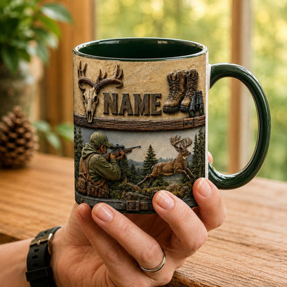 Personalized Hunter Mug – Custom Hunting Name Mug – Deer Hunter Coffee Mug – Hunting Gift for Dad, Husband, Grandpa, Outdoor & Wildlife Lover
