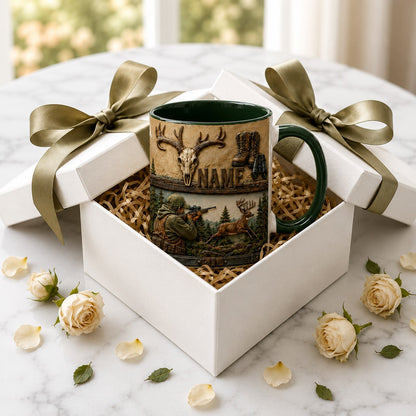 Personalized Hunter Mug – Custom Hunting Name Mug – Deer Hunter Coffee Mug – Hunting Gift for Dad, Husband, Grandpa, Outdoor & Wildlife Lover