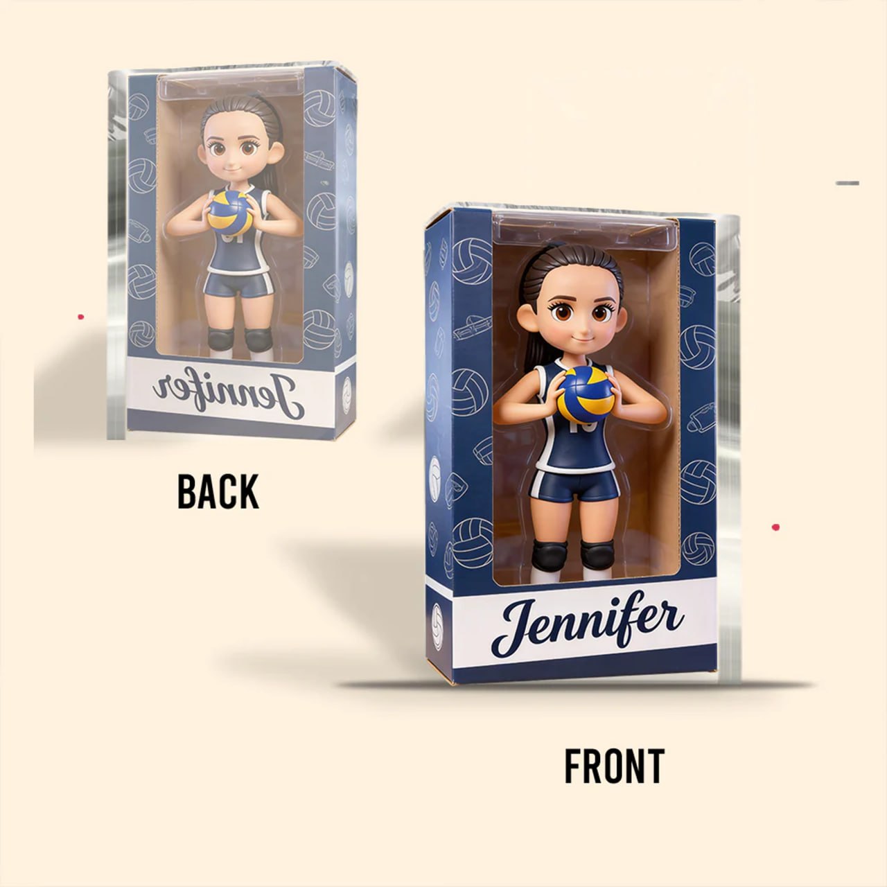 Personalized Volleyball Player Bobblehead Doll with Custom Face & Name, Custom Volleyball Girl Figurine, Volleyball Team Gift, Volleyball Coach Gift, Sports Lover Keepsake