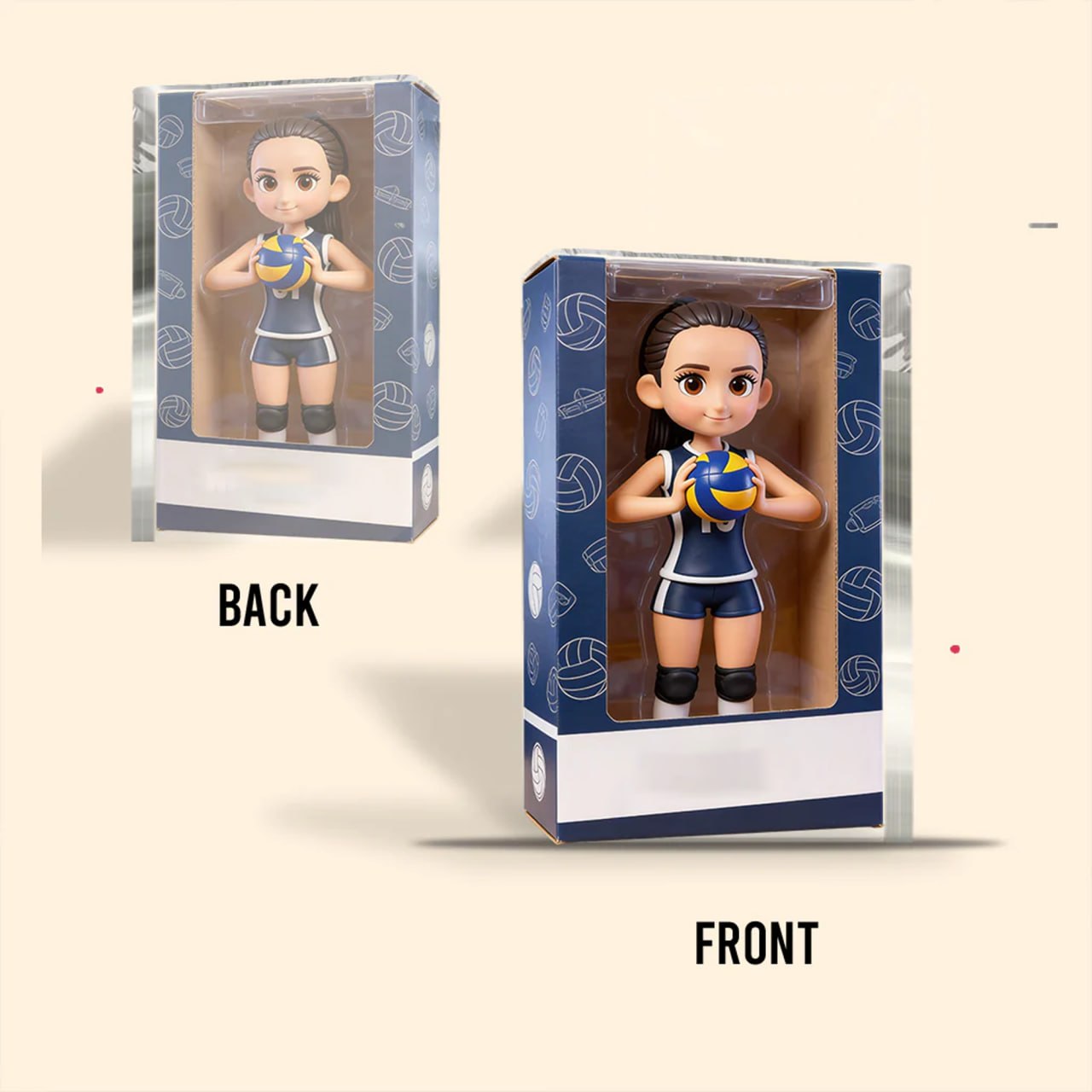 Personalized Volleyball Player Bobblehead Doll with Custom Face & Name, Custom Volleyball Girl Figurine, Volleyball Team Gift, Volleyball Coach Gift, Sports Lover Keepsake
