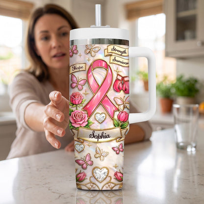 Personalized Breast Cancer Awareness 40 Oz Tumbler