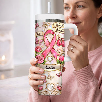 Personalized Breast Cancer Awareness 40 Oz Tumbler
