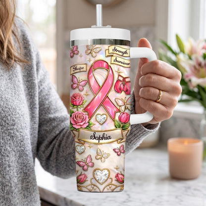 Personalized Breast Cancer Awareness 40 Oz Tumbler