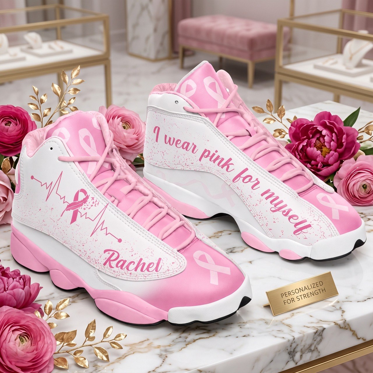 Personalized Name Breast Cancer I Wear Pink For Myself Shoes