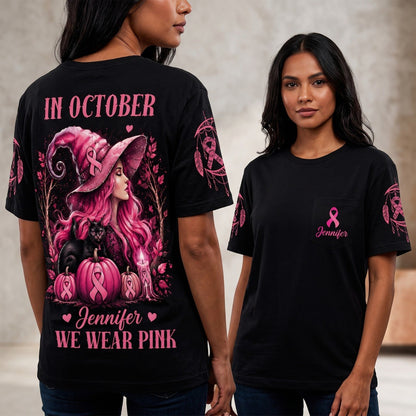 In October We Wear Pink - Breast Cancer Awareness All Over T-shirt