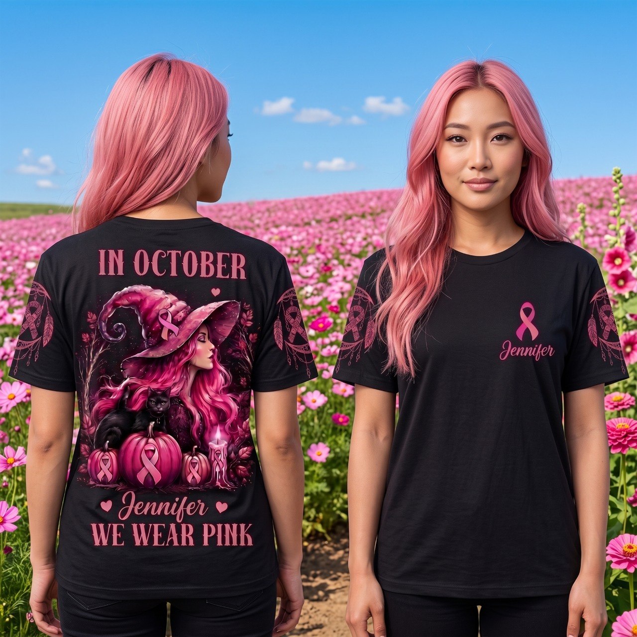 In October We Wear Pink - Breast Cancer Awareness All Over T-shirt