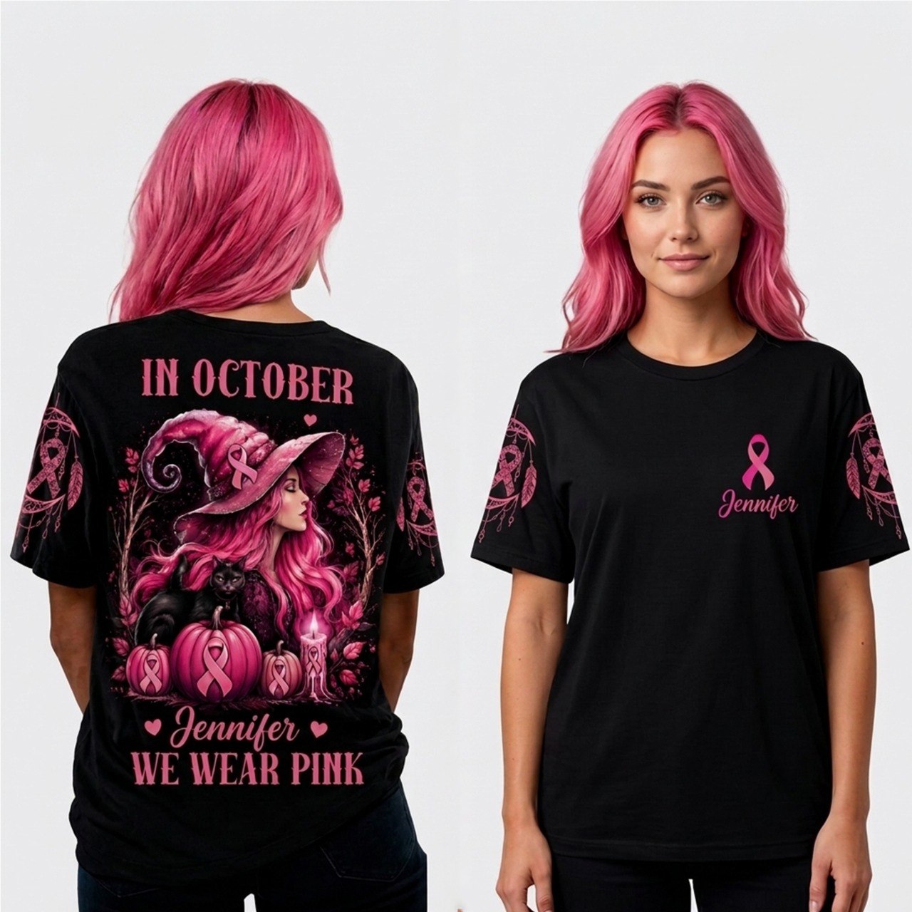 In October We Wear Pink - Breast Cancer Awareness All Over T-shirt