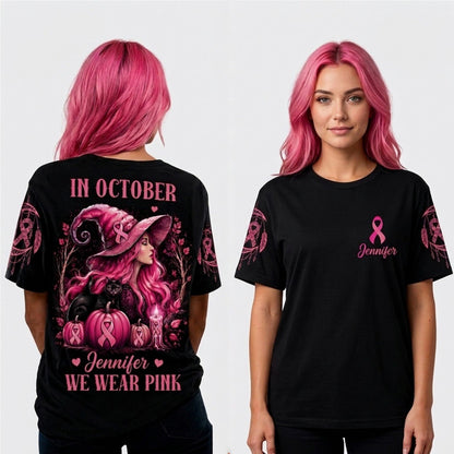 In October We Wear Pink - Breast Cancer Awareness All Over T-shirt