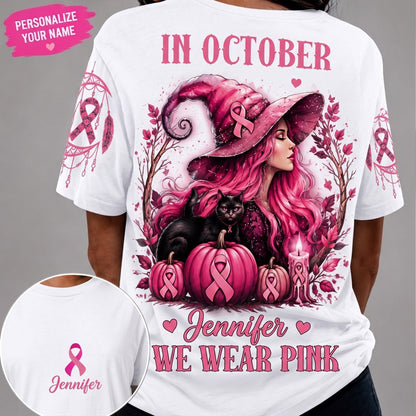 In October We Wear Pink - Breast Cancer Awareness All Over T-shirt