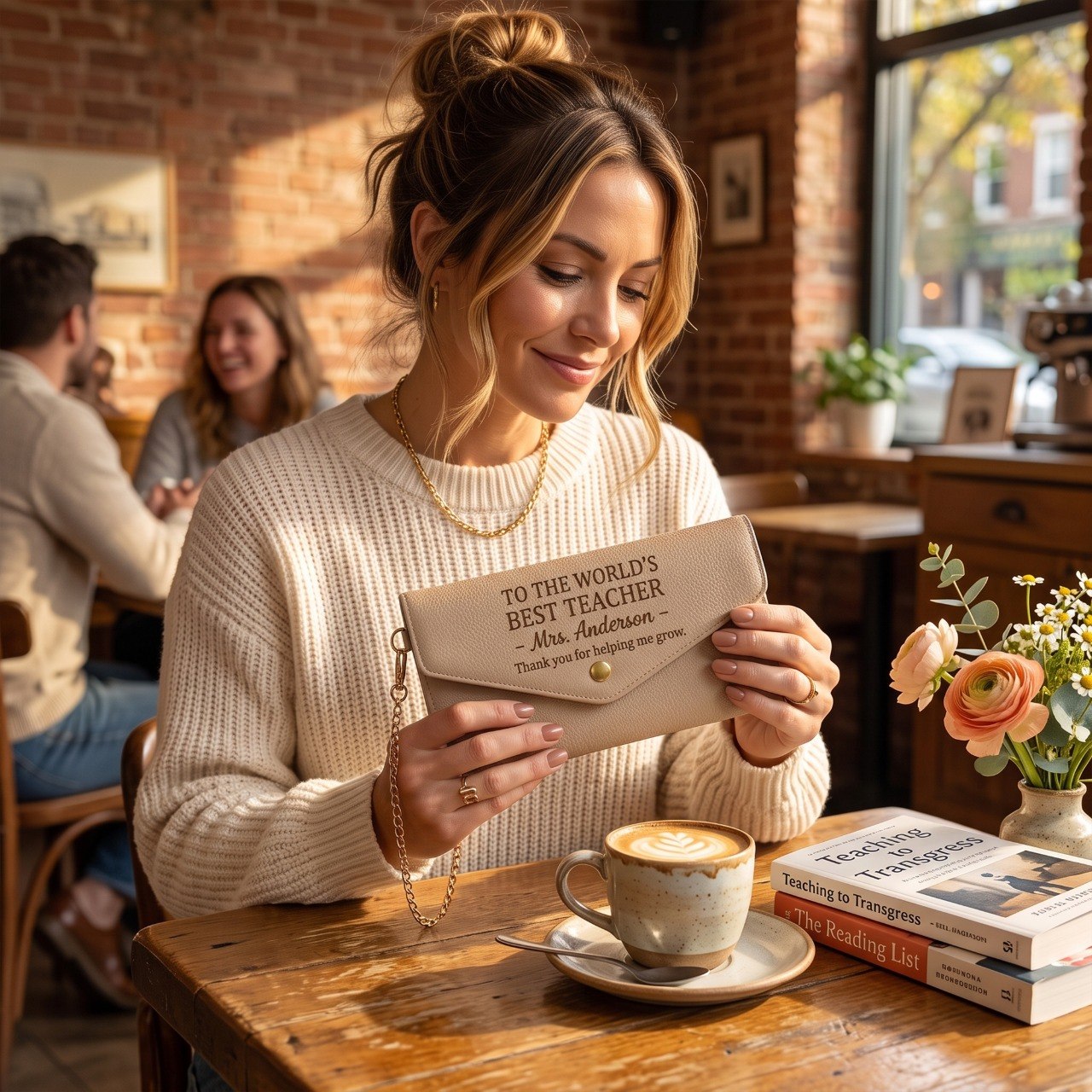 To The World's Best Teacher - Personalized Leather Envelope Wallet