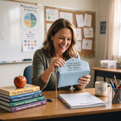 To The World's Best Teacher - Personalized Leather Envelope Wallet