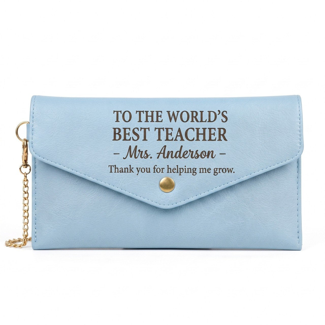 To The World's Best Teacher - Personalized Leather Envelope Wallet
