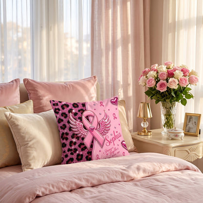 Breast Cancer Awareness Ribbon, Personalized Custom Pillow, Gift For Survivors