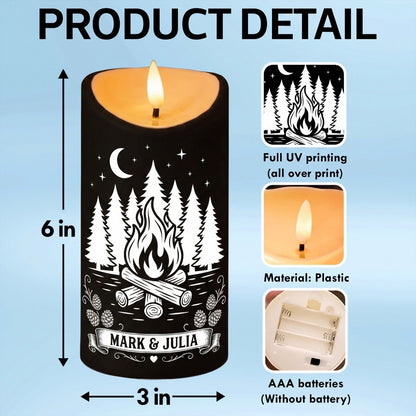Happy Campers Together - Personalized LED Candle - Camping Gift For Couples