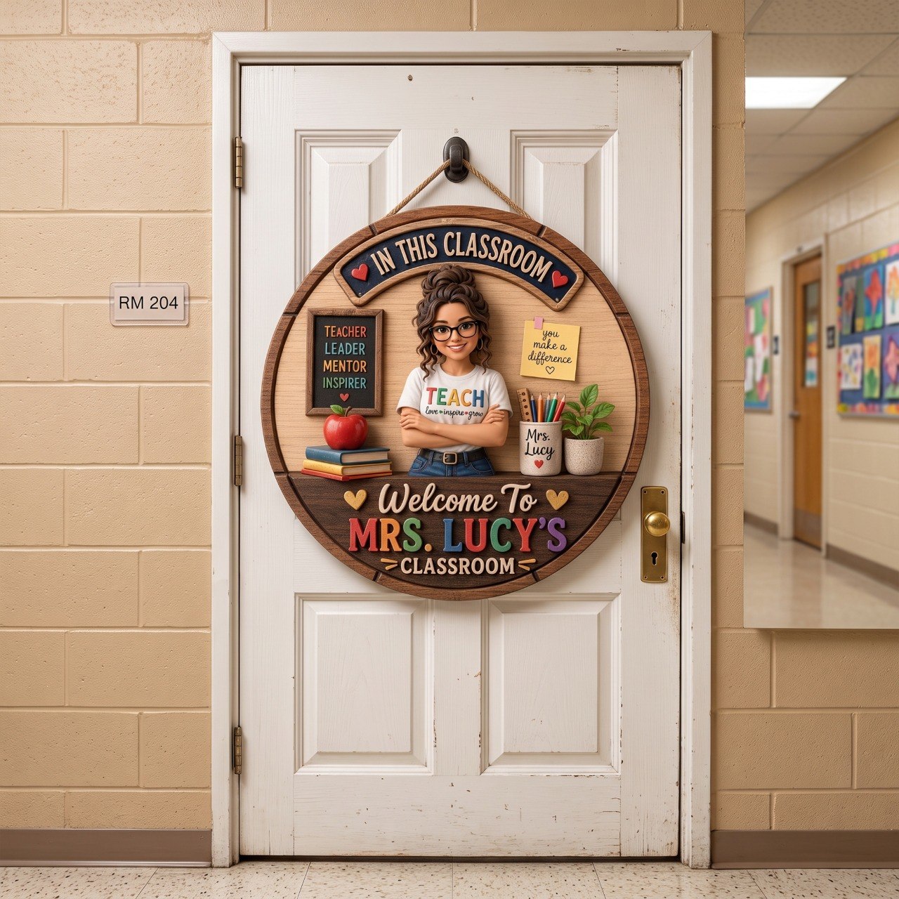 Custom Rotating Teacher Name - Personalized Teacher Spinner Sign Custom Shape