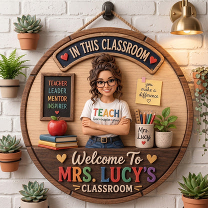 Custom Rotating Teacher Name - Personalized Teacher Spinner Sign Custom Shape