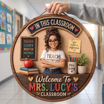 Custom Rotating Teacher Name - Personalized Teacher Spinner Sign Custom Shape