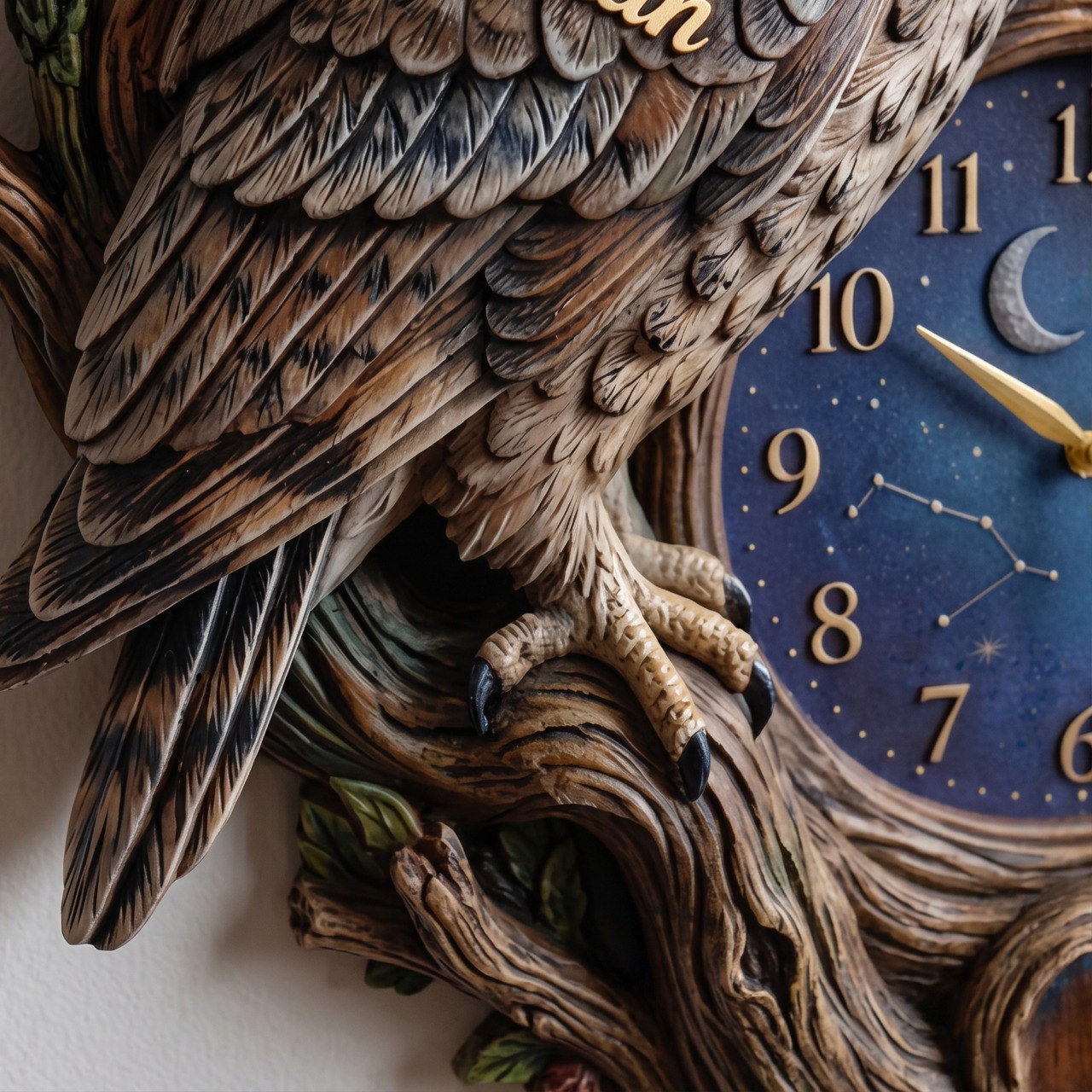You & Me We Got This Gilded Owl Couple & Starry Night Sculpted Wall Clock