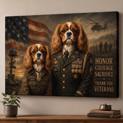 Personalized Veteran Dog Canvas Wall Art