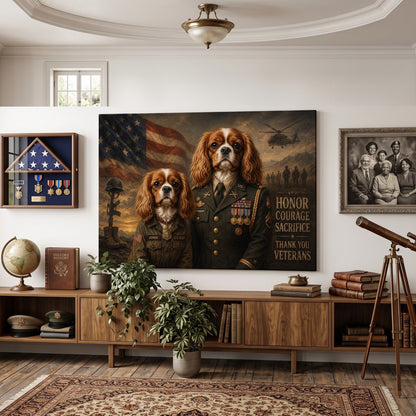 Personalized Veteran Dog Canvas Wall Art