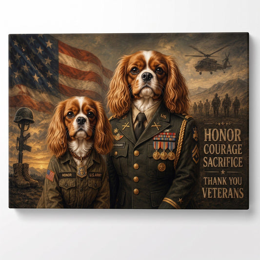 Personalized Veteran Dog Canvas Wall Art