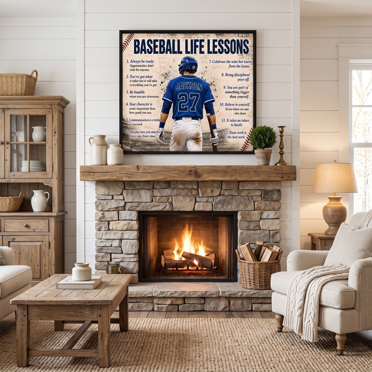 Personalized Baseball Life Lessons Poster – Custom Name Baseball Player Wall Art, Inspirational Gift for Players, Coaches & Baseball Fans