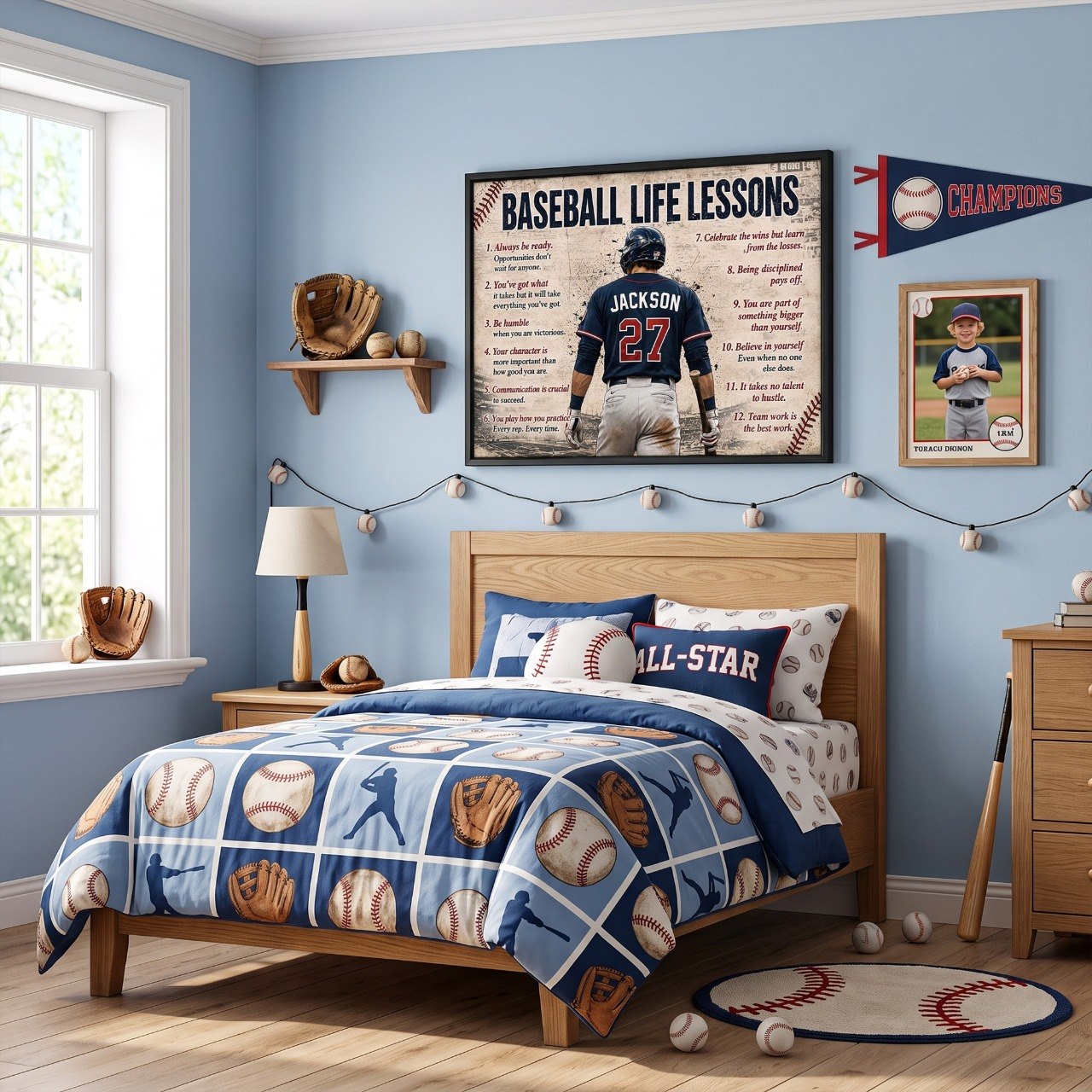 Personalized Baseball Life Lessons Poster – Custom Name Baseball Player Wall Art, Inspirational Gift for Players, Coaches & Baseball Fans