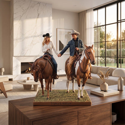 Personalized Cowboy & Cowgirl Horse Riding Figurine