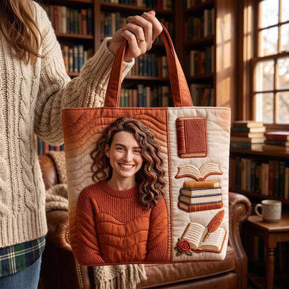 Custom Any Photo Love Books - Personalized Book Quilted Tote Bag